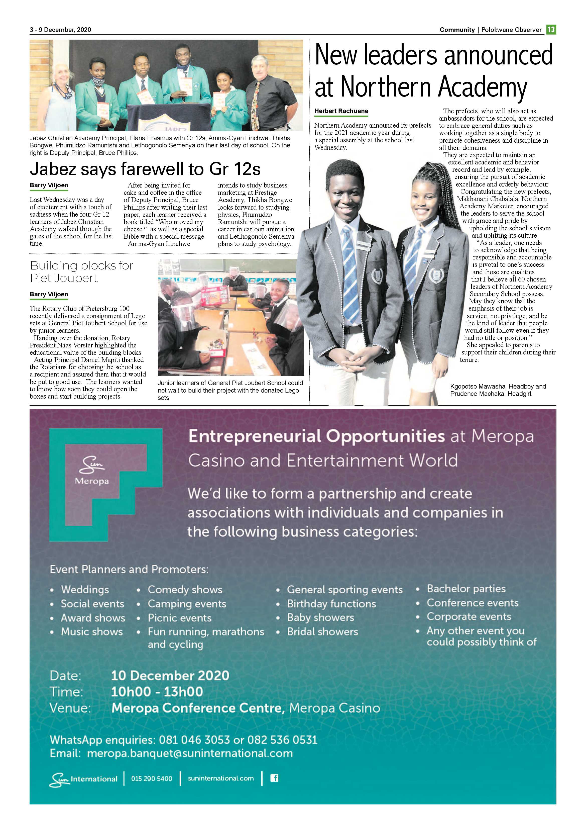 Polokwane Observer 3 December 2020 page 13