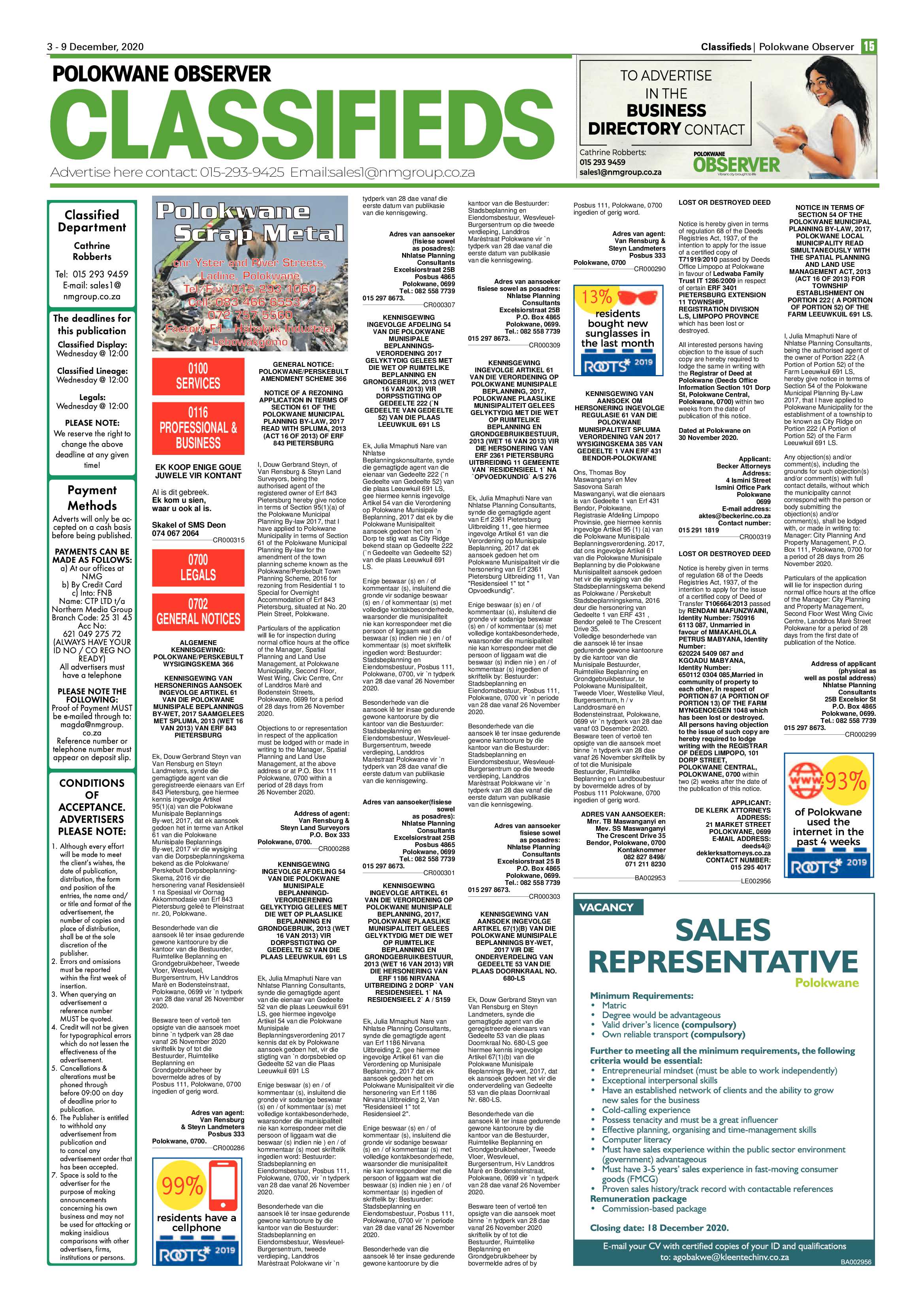 Polokwane Observer 3 December 2020 page 15