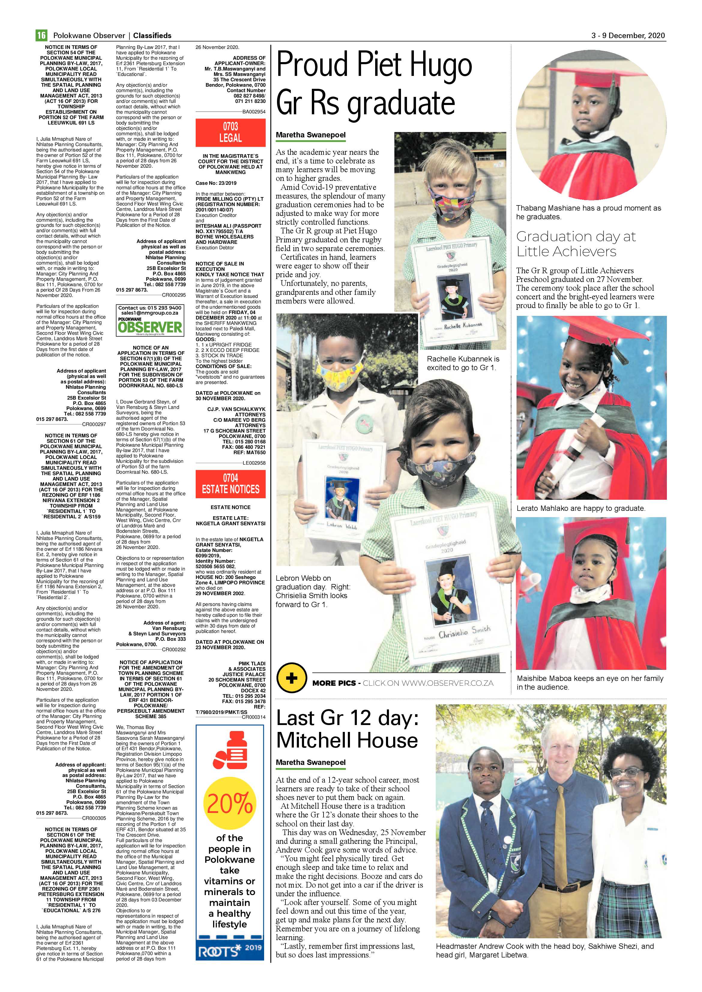 Polokwane Observer 3 December 2020 page 16