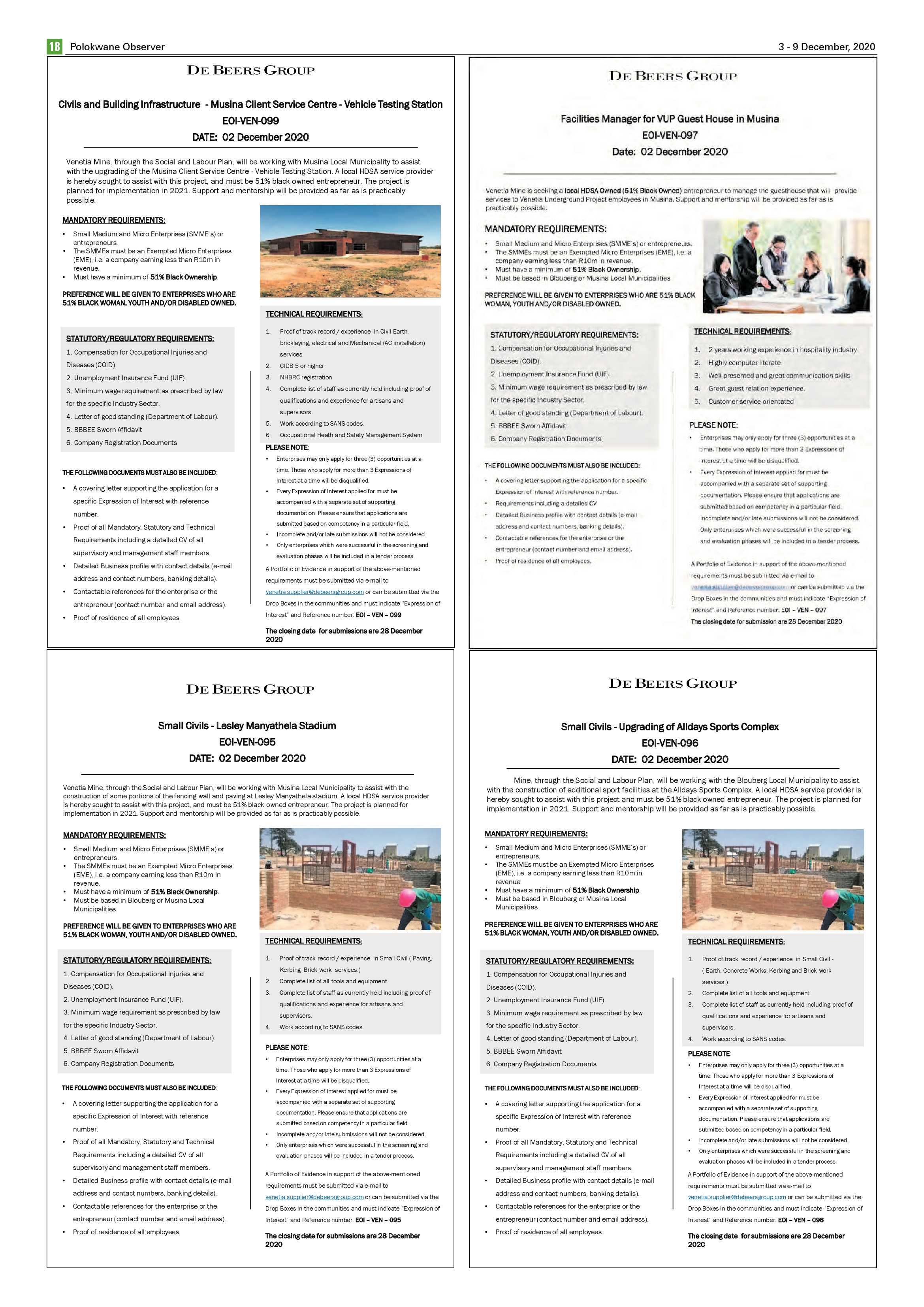 Polokwane Observer 3 December 2020 page 18