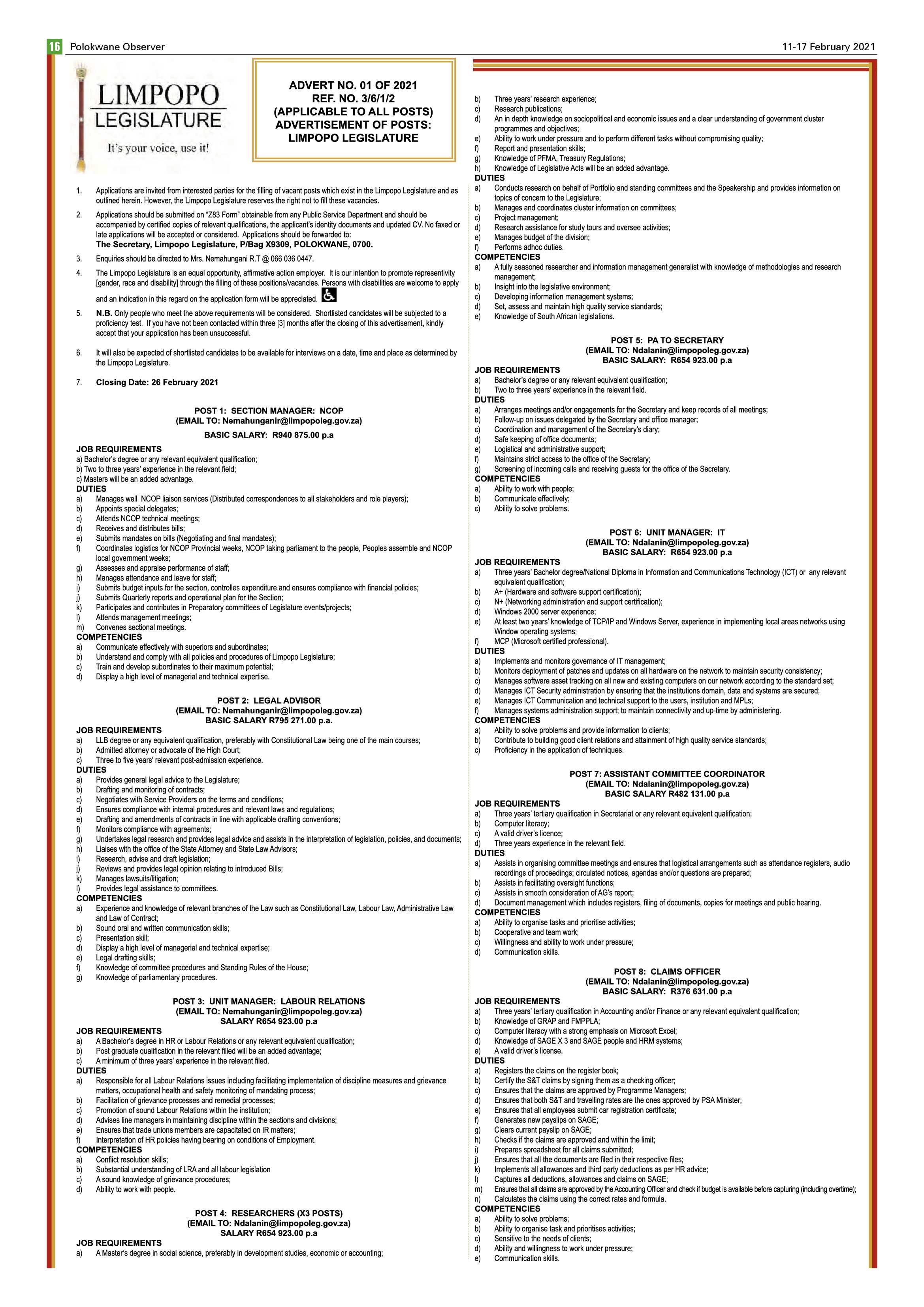 Polokwane Observer 11 February 2021 page 16