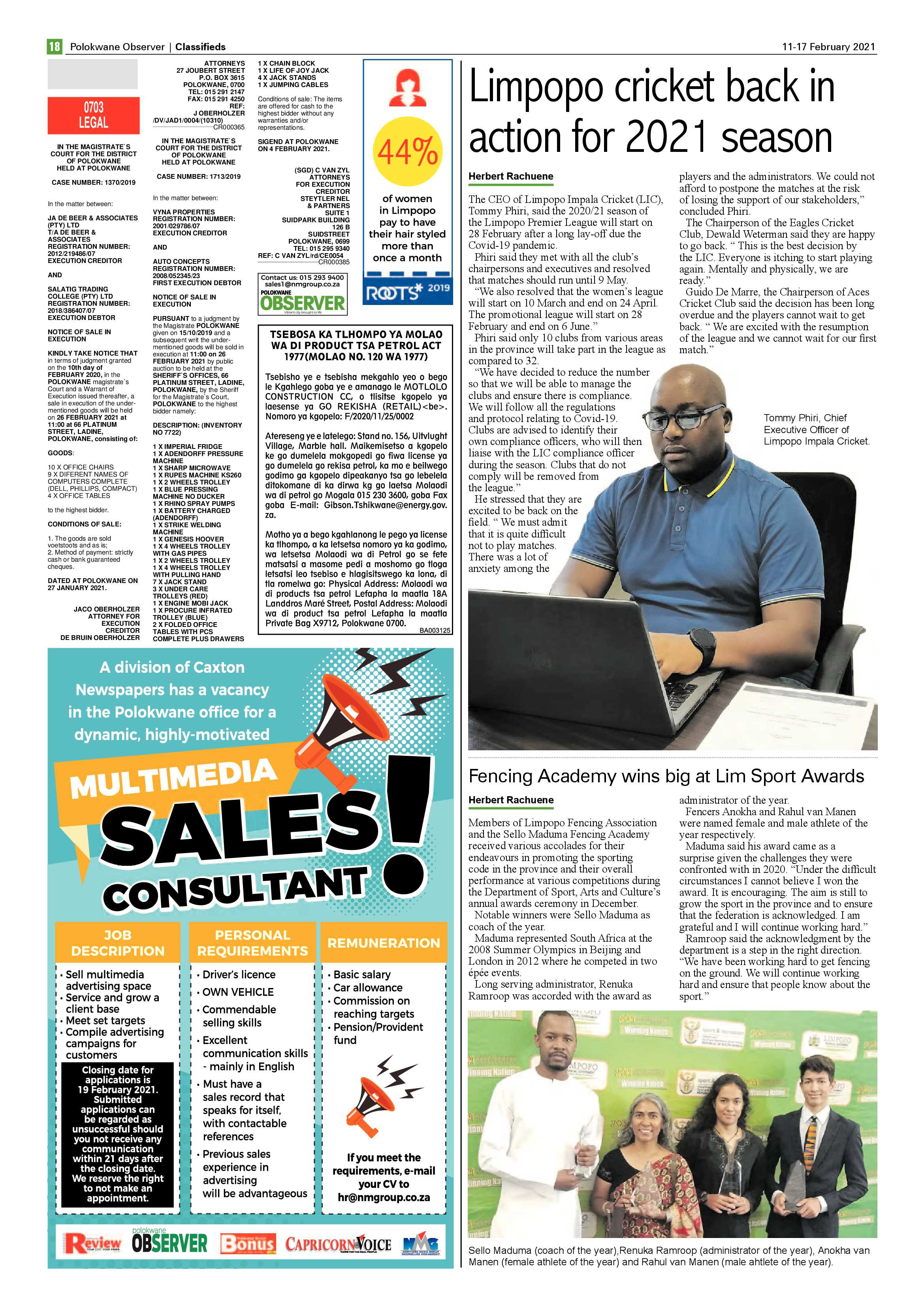 Polokwane Observer 11 February 2021 page 18