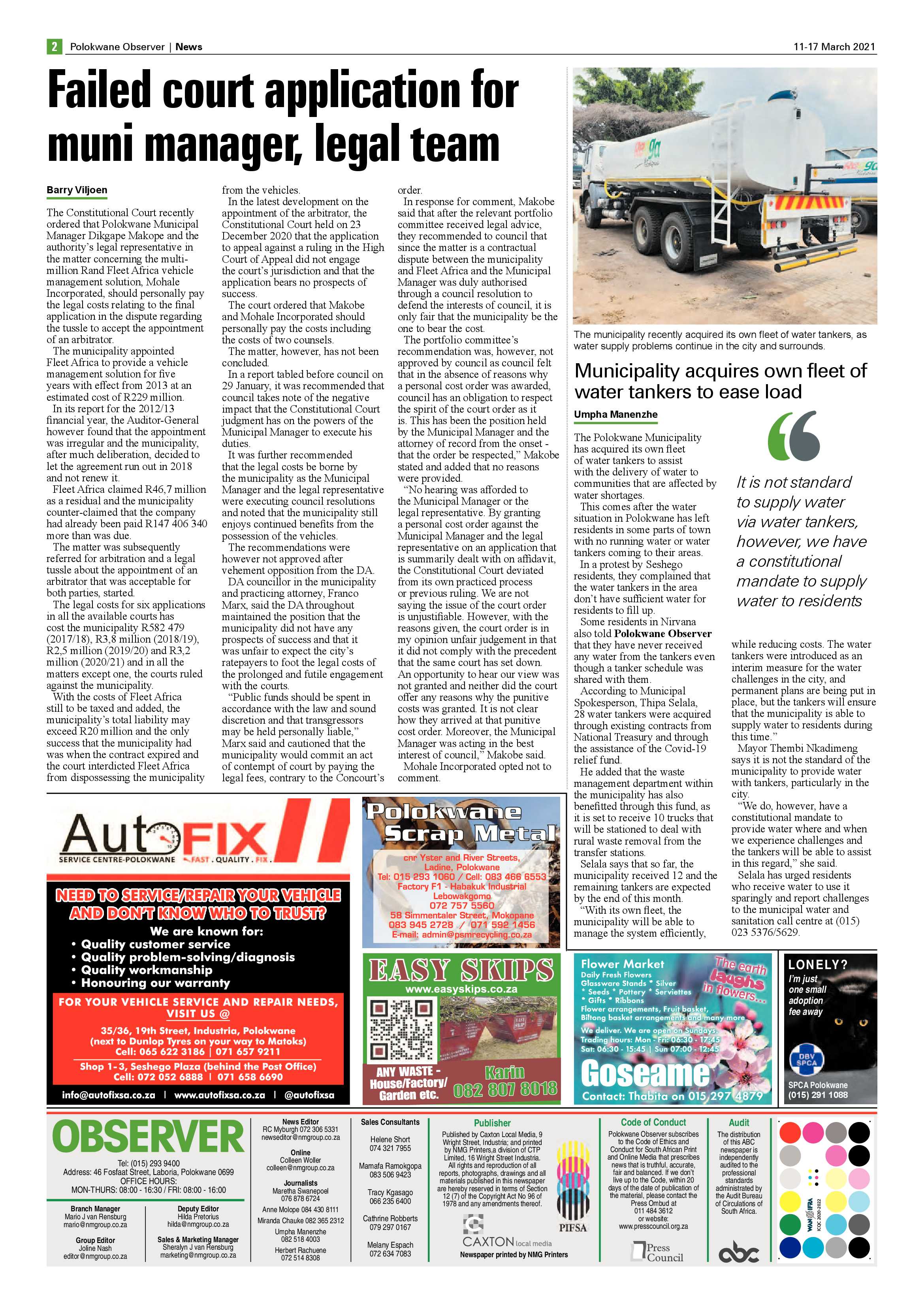 Polokwane Observer 11 March 2021 page 2