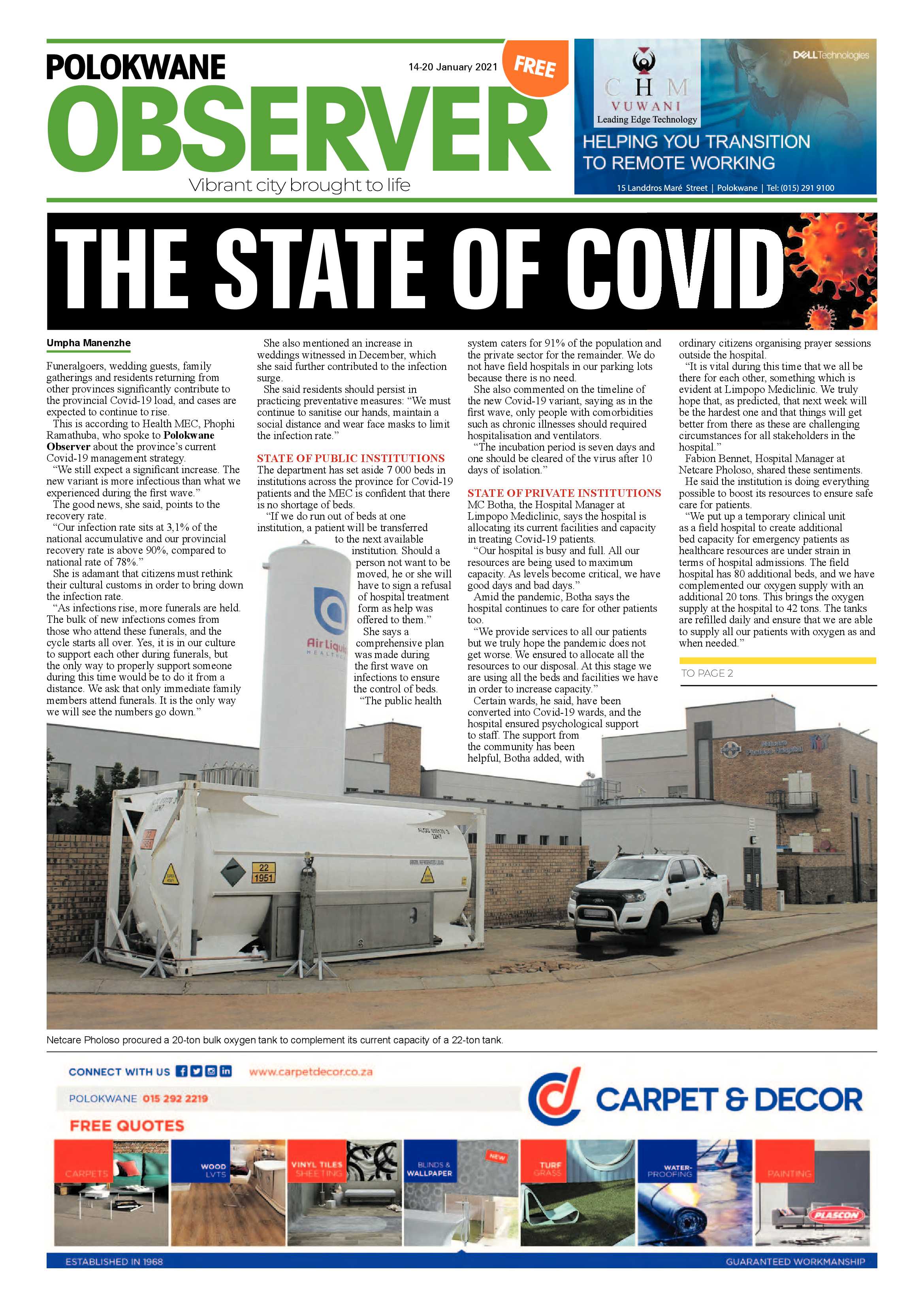 Polokwane Observer 14 January 2021 page 1