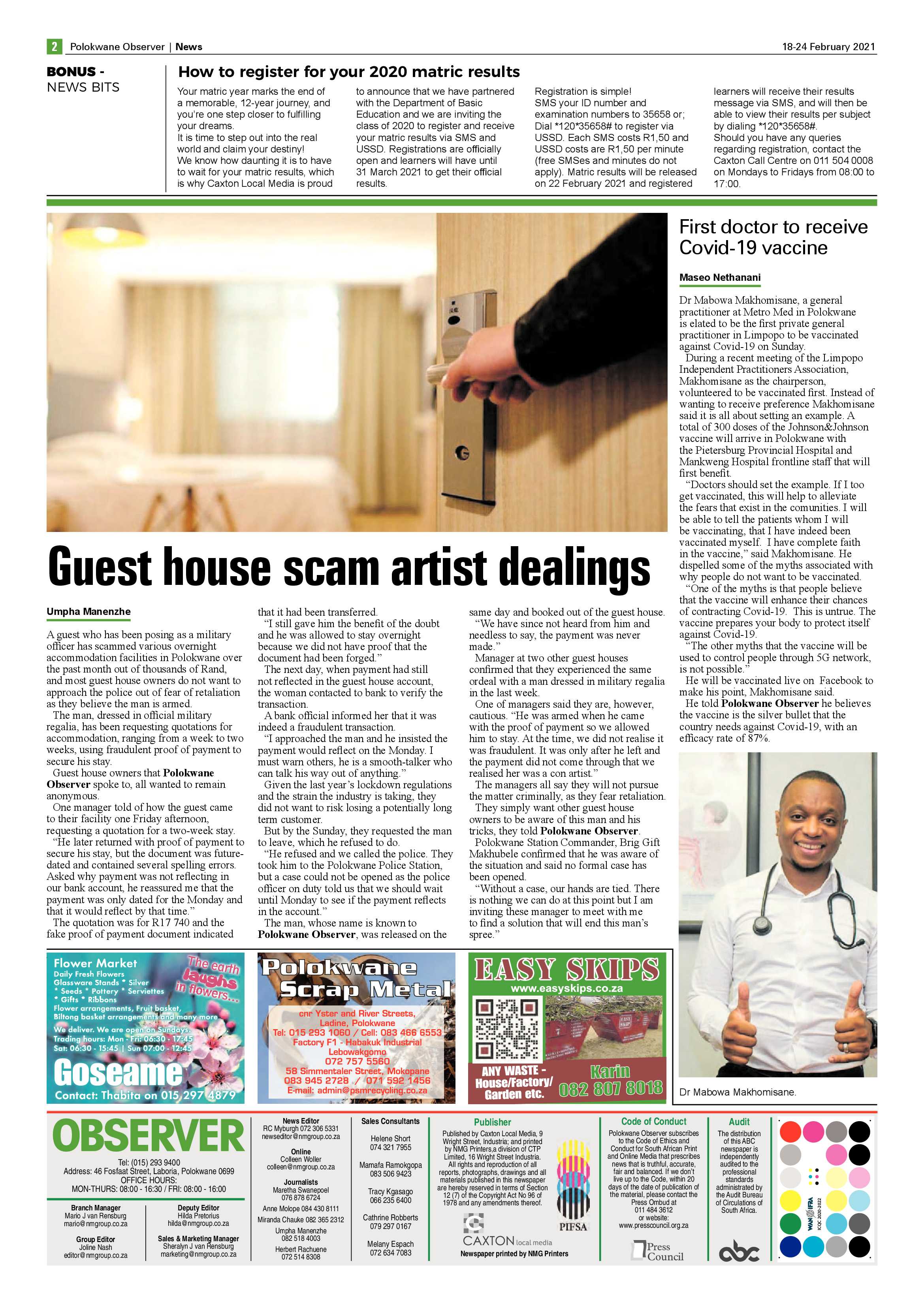 Polokwane Observer 18 February 2021 page 2