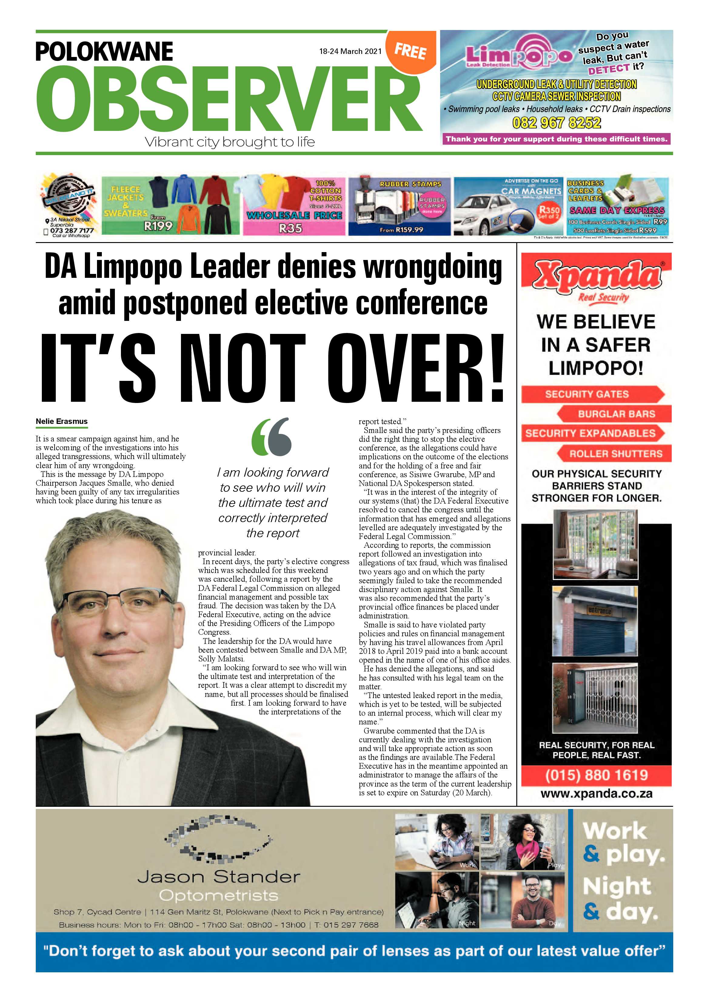 Polokwane Observer 18 March 2021 page 1