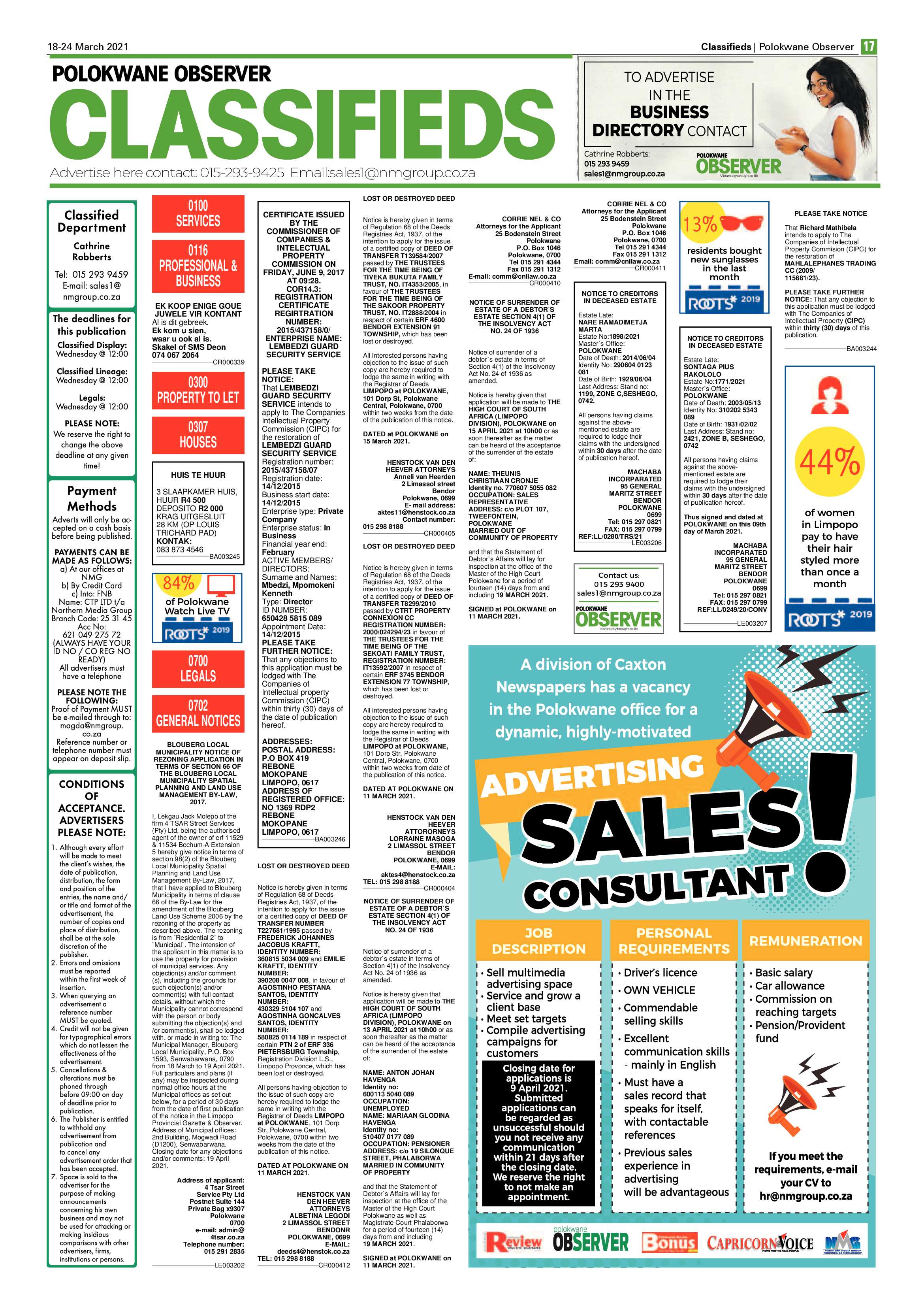 Polokwane Observer 18 March 2021 page 17