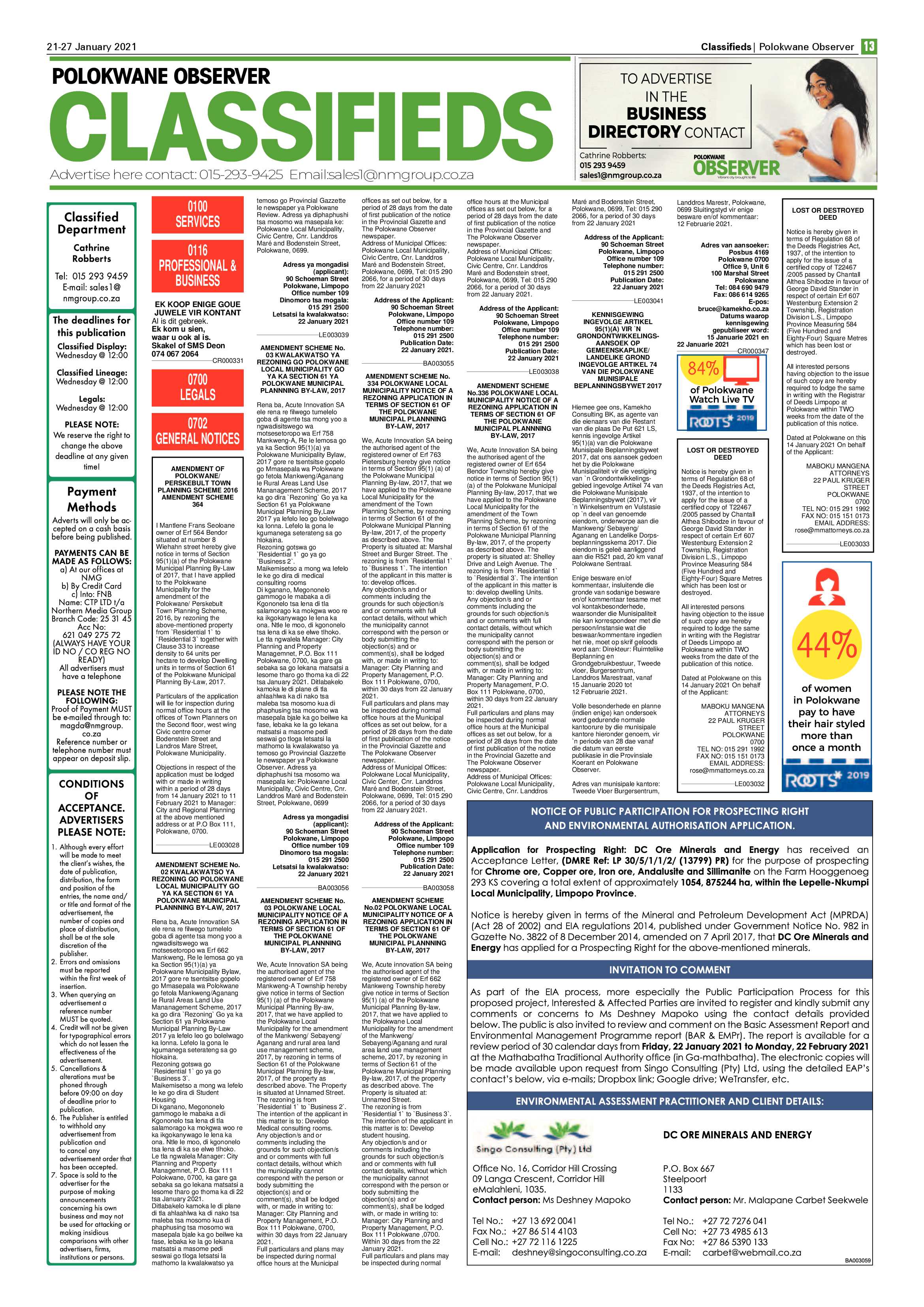 Polokwane Observer 21 January 2021 page 13