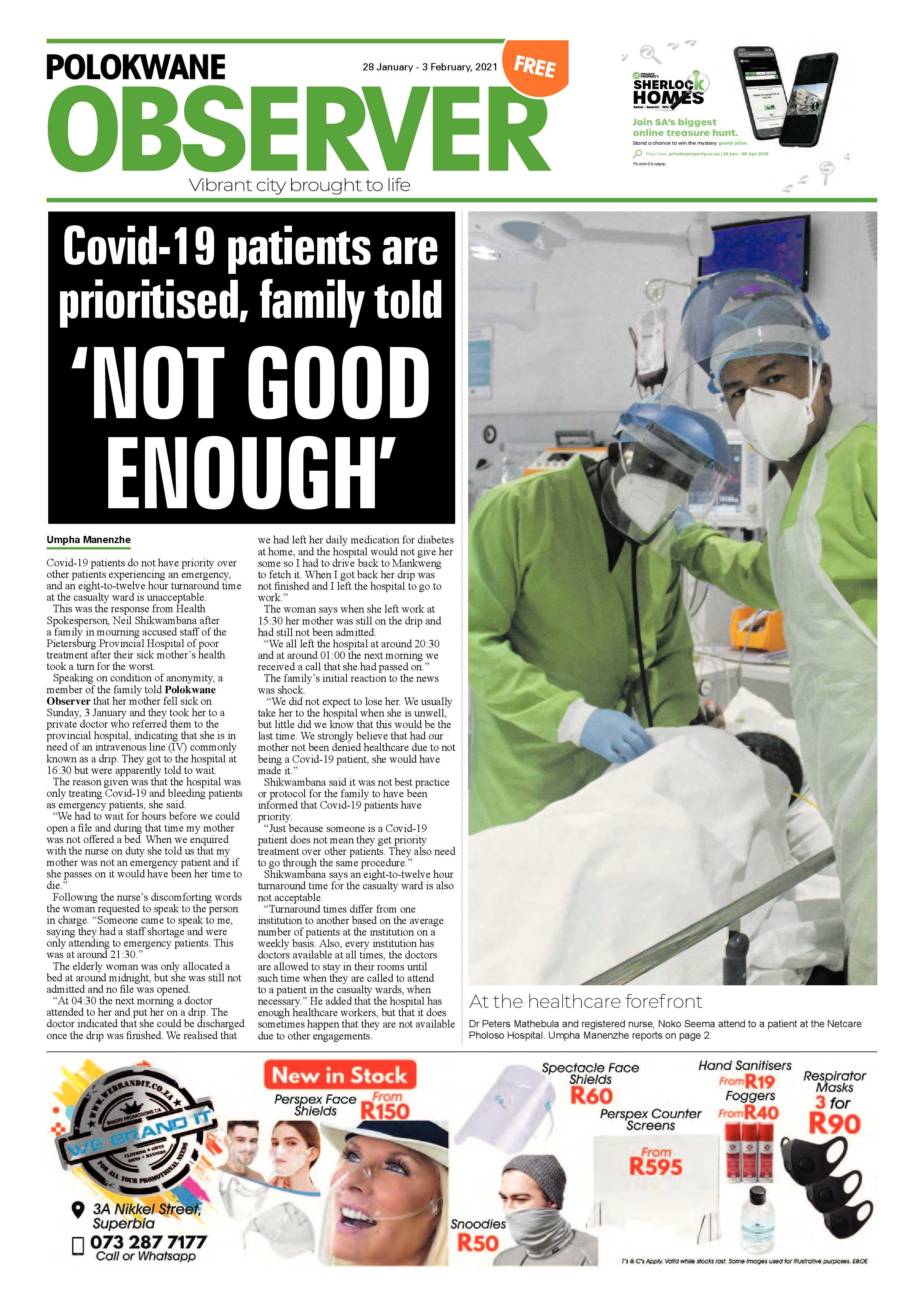 Polokwane Observer 28 January 2021 page 1