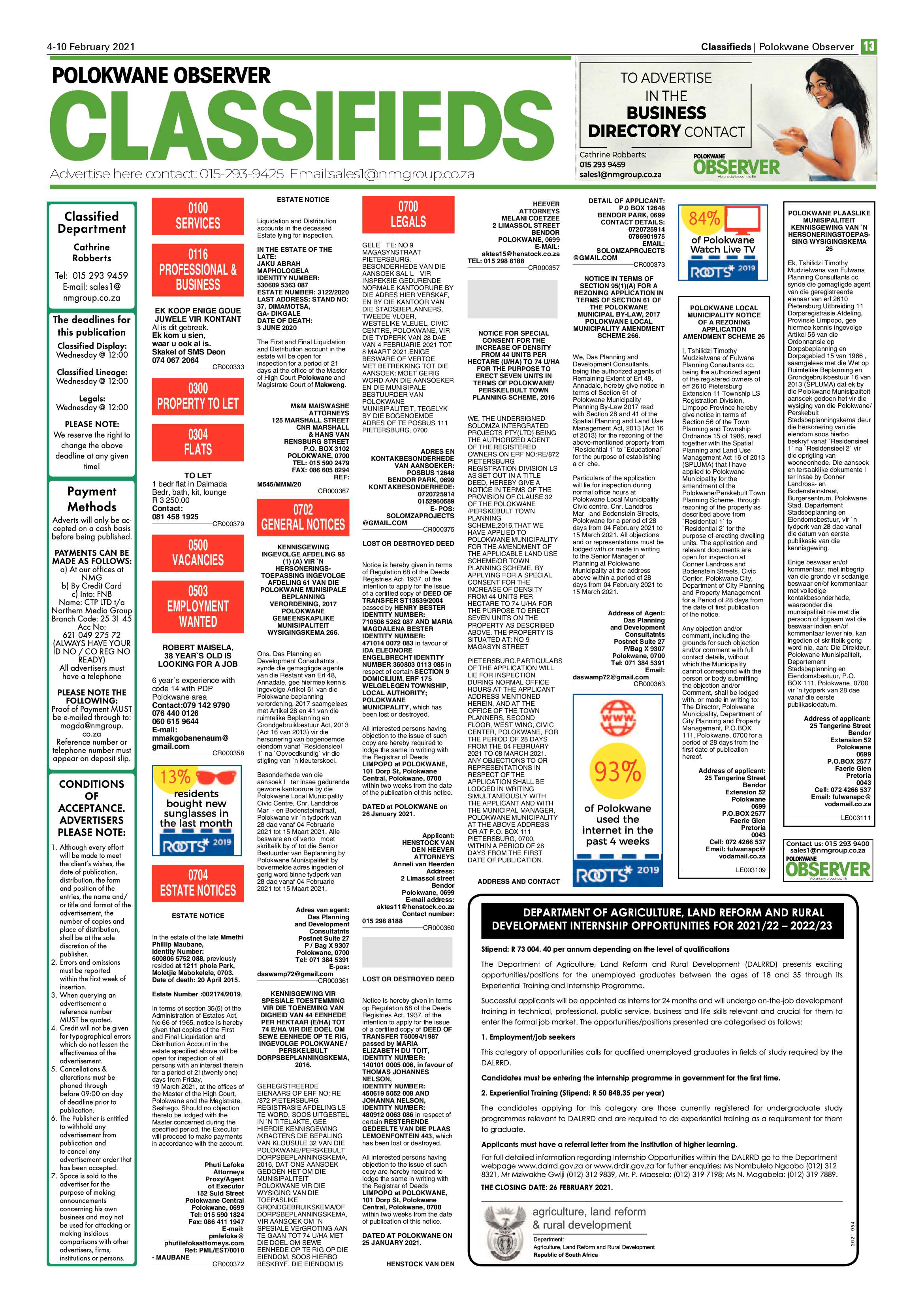 Polokwane Observer 4 February 2021 page 13