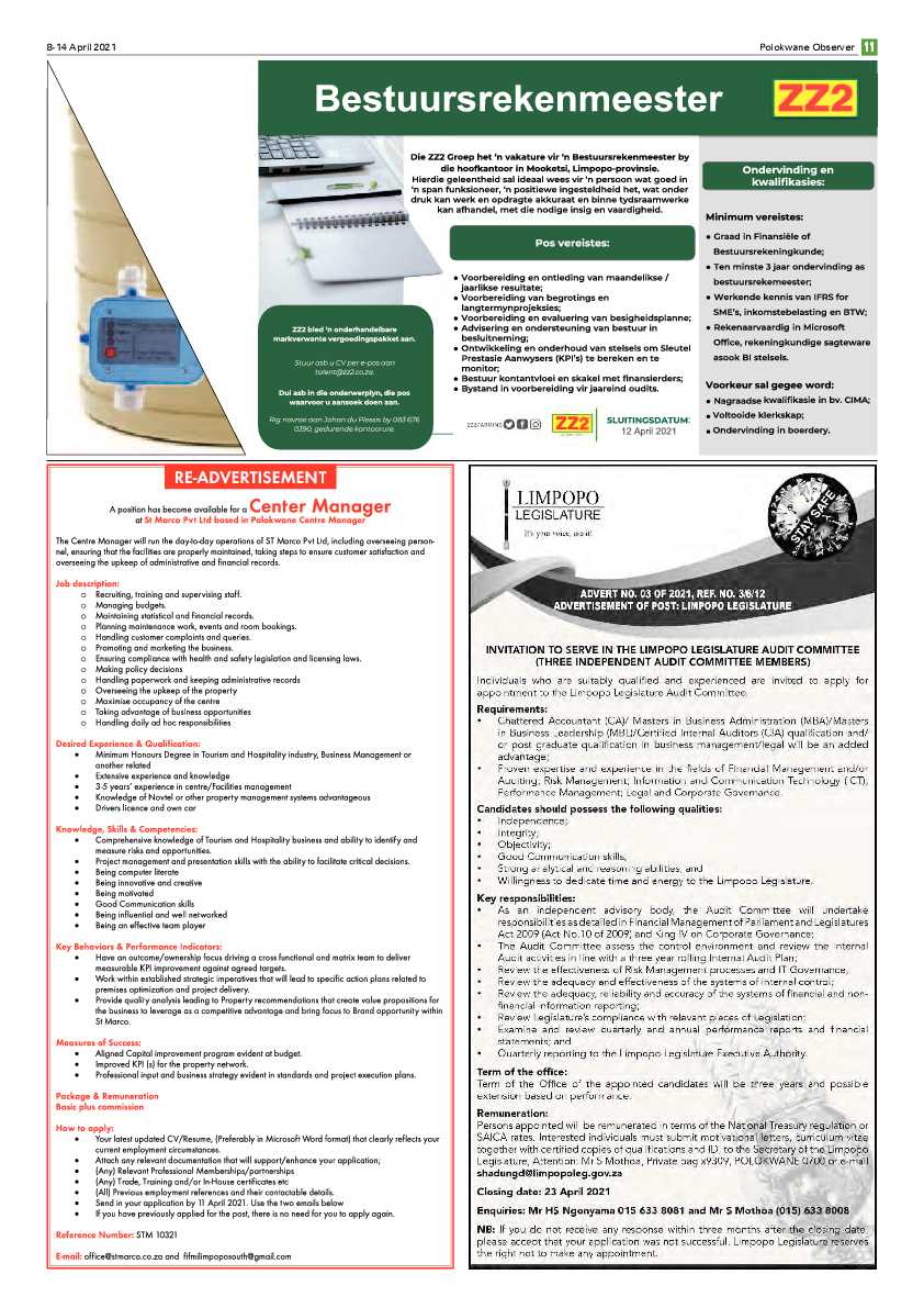 Polokwane Observer 8 April 2021 page 11