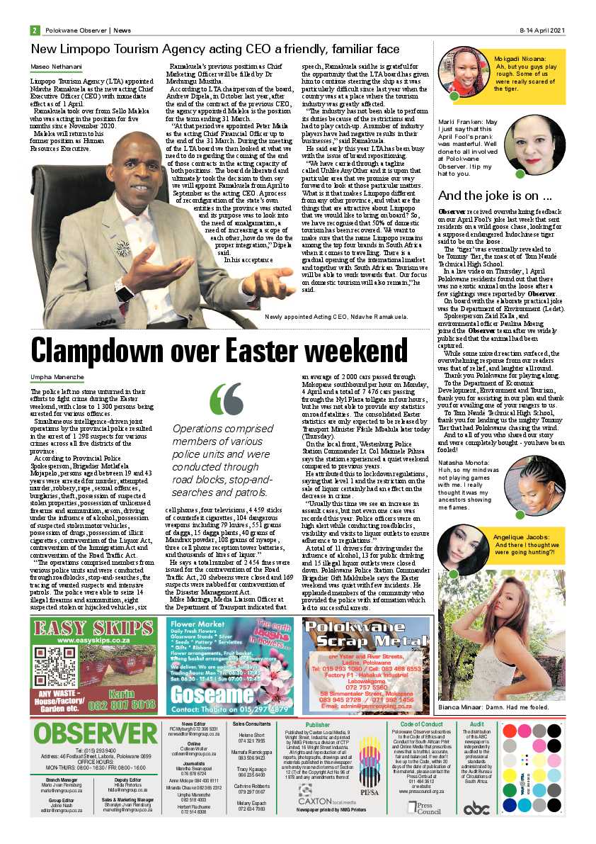 Polokwane Observer 8 April 2021 page 2